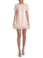 Marullo Sequined Feather Minidress