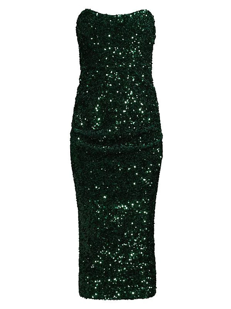 Natalina Strapless Sequined Midi-Dress