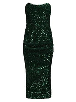 Natalina Strapless Sequined Midi-Dress