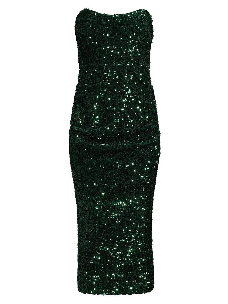 Natalina Strapless Sequined Midi-Dress