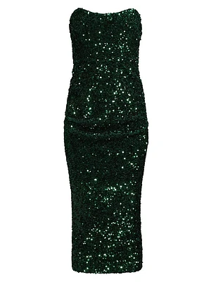 Natalina Strapless Sequined Midi-Dress