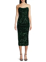 Natalina Strapless Sequined Midi-Dress