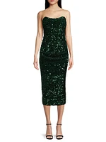 Natalina Strapless Sequined Midi-Dress