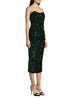 Natalina Strapless Sequined Midi-Dress