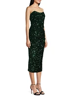 Natalina Strapless Sequined Midi-Dress