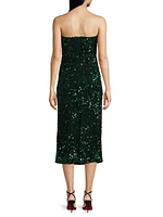 Natalina Strapless Sequined Midi-Dress