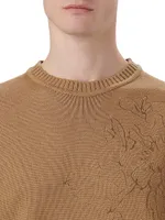 Embroidered Crewneck Long-Sleeve Sweater