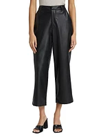 Wide-Leg Vegan Leather Pants