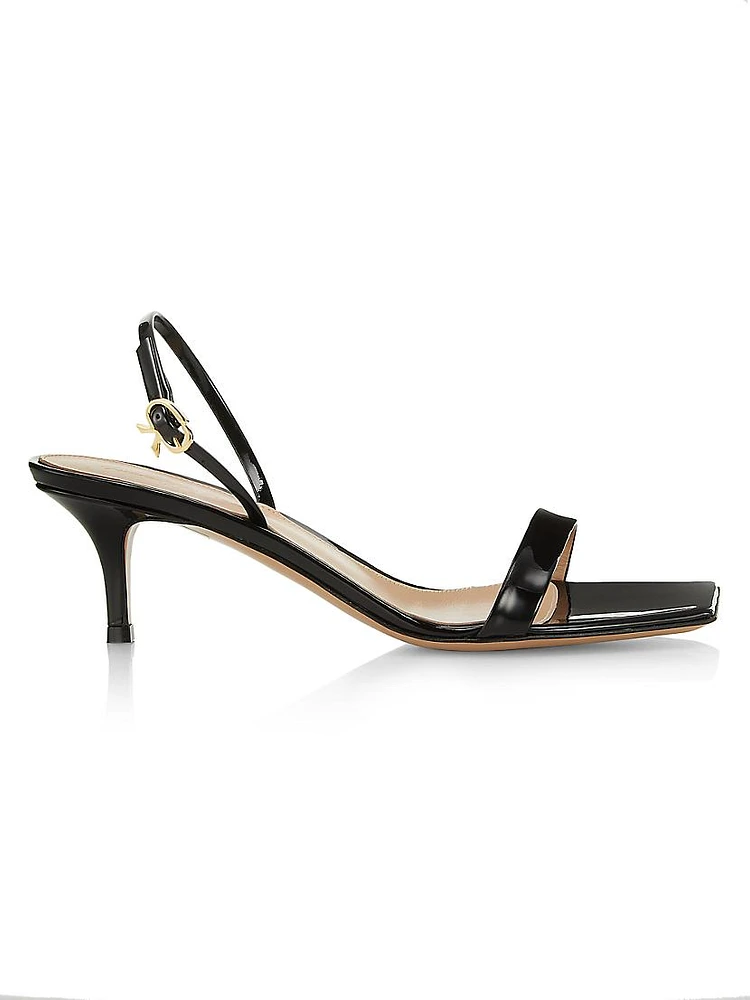 Ribbon 55MM Kitten Heel Patent Leather Sandals