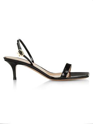 Ribbon 55MM Kitten Heel Patent Leather Sandals