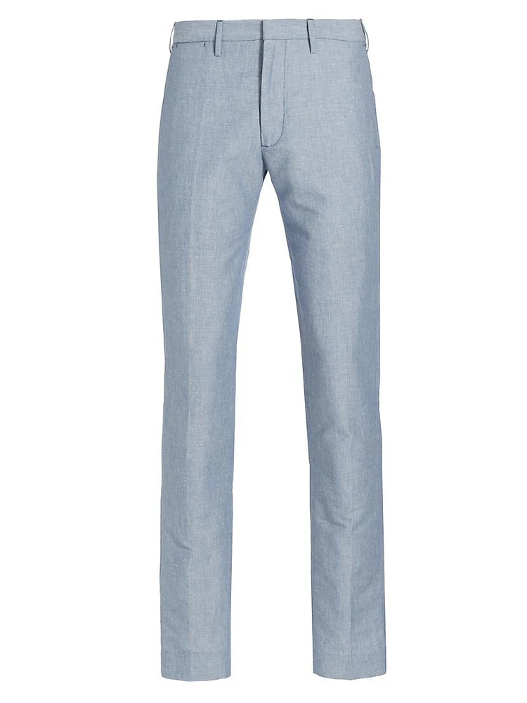 Slim-Fit Chambray Trousers