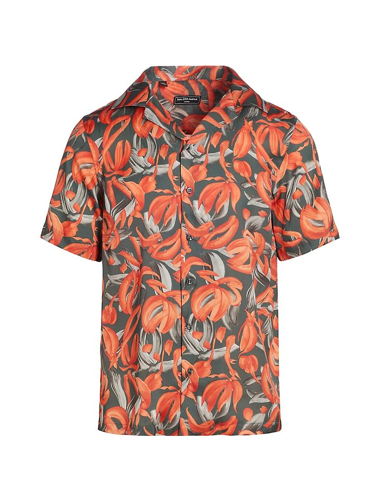 Slim-Fit Floral Short-Sleeve Camp Shirt