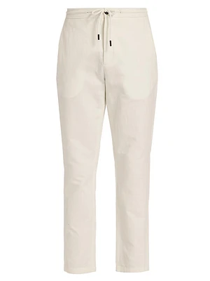 Slim-Fit Linen & Cotton Cropped Pants