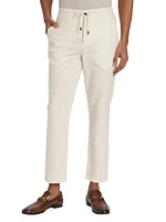 Slim-Fit Linen & Cotton Cropped Pants