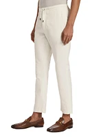 Slim-Fit Linen & Cotton Cropped Pants