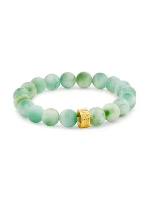 22K Gold-Plated & Green Moonstone Stretch Bracelet