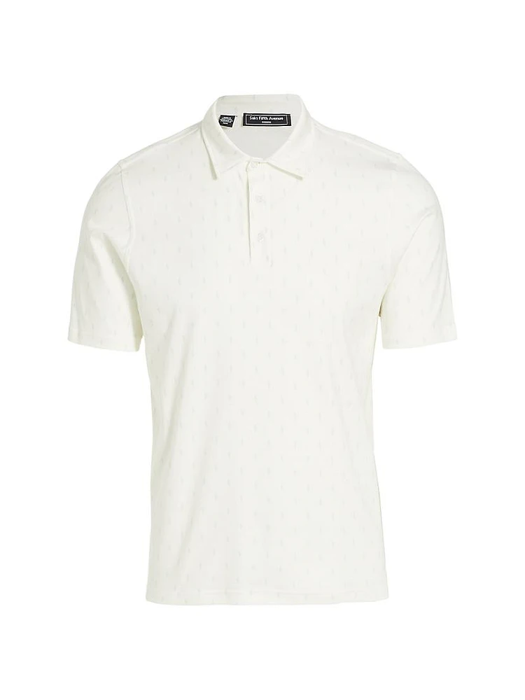 Slim-Fit Geometric Cotton Polo Shirt