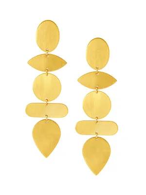 22K Gold-Plated Linear Geo Drop Earrings