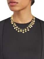 22K Gold-Plated Hammered Disc Y Necklace