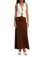 Callisto Orbit Stone-Embellished Maxi Skirt