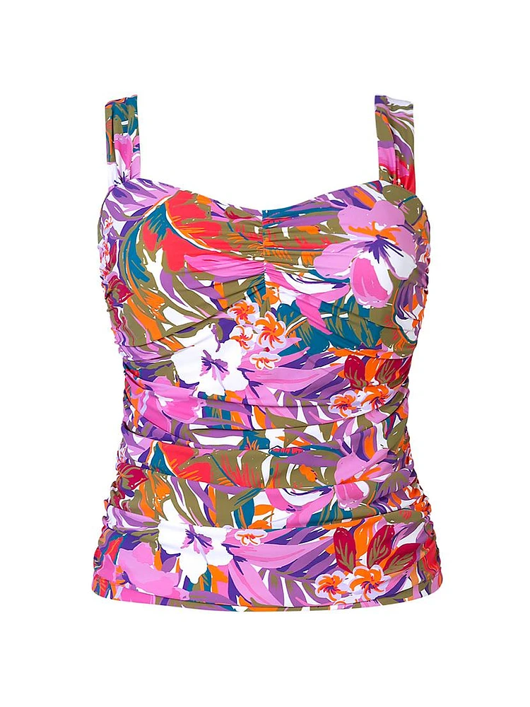 Floral Ruched Tankini Top