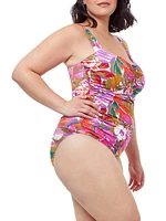 Floral Ruched Tankini Top