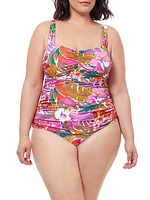 Floral Ruched Tankini Top