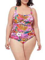 Floral Ruched Tankini Top