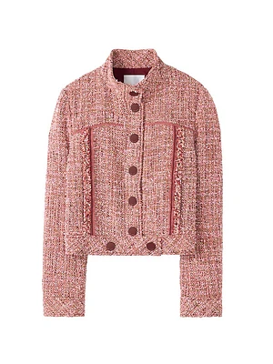 Eyelash Tweed Snap-Front Jacket