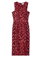 Evening Floral Jacquard Midi-Dress