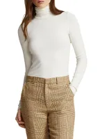 Cotton-Blend Turtleneck Blouse