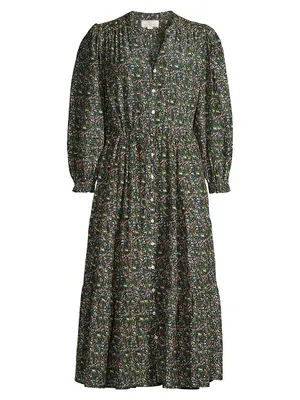 Sylvie Floral Cotton & Silk-Blend Midi-Dress