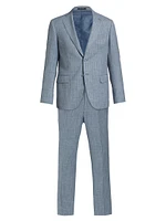 Slim-Fit Pinstriped Chambray Wool-Blend Suit