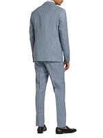 Slim-Fit Pinstriped Chambray Wool-Blend Suit