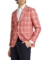 Slim-Fit Plaid Wool-Blend Two-Button Sport Coat