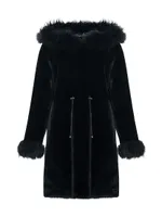 Shearling Lamb Parka With Cashmere Goat Hood Trim & Cuffs