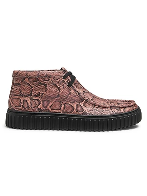 Torhill Hi Rose Snake-Embossed Chukka Boots