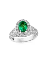 18K White Gold, Emerald & 1.58 TCW Diamond Ring