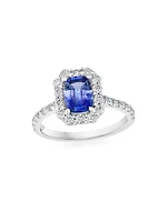 14K White Gold, Blue Sapphire & 0.44 TCW Diamond Ring