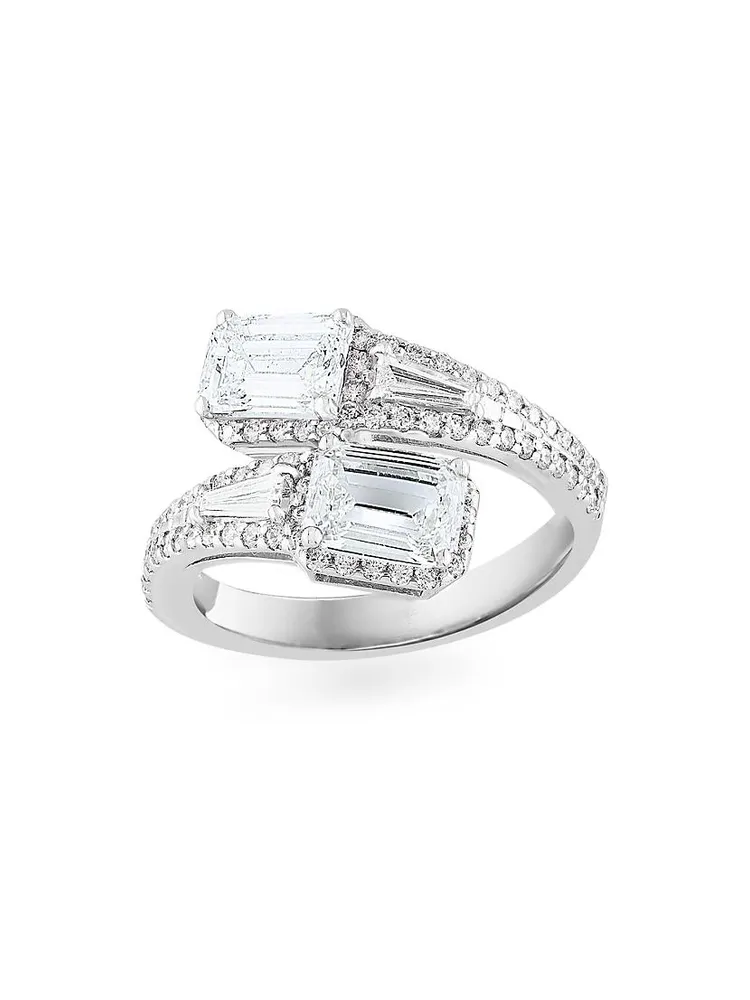 14K White Gold & 2.27 TCW Diamond Wraparound Ring