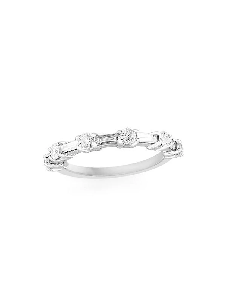 14K White Gold & 0.82 TCW Diamond Band Ring