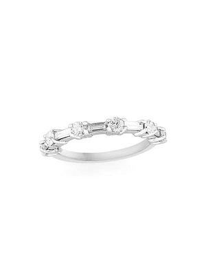 14K White Gold & 0.82 TCW Diamond Band Ring