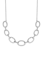 18K White Gold & 1.45 TCW Diamond Chain Link Necklace