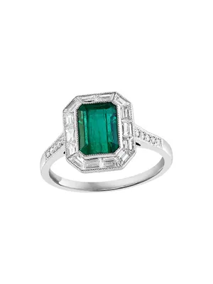 Platinum, Emerald & 1.19 TCW Diamond Ring
