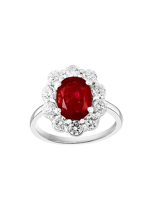 18K White Gold, Ruby & 1.18 TCW Diamond Ring