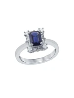 18K White Gold, Blue Sapphire & 0.41 TCW Diamond Ring