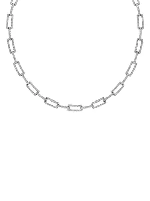 14K White Gold & 7.02 TCW Diamond Pavé Chain Necklace