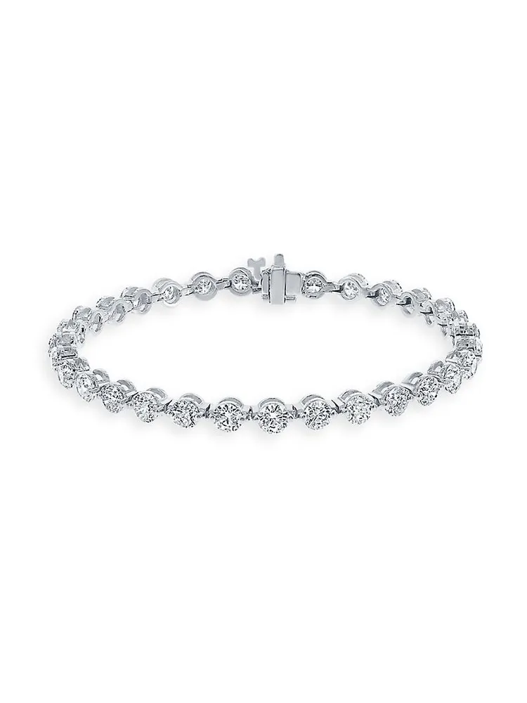 14K White Gold & TCW Diamond Tennis Bracelet