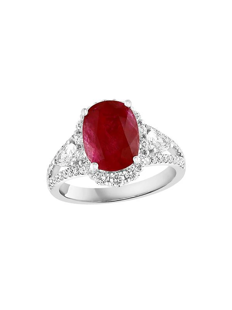 18K White Gold, Ruby & 1.20 TCW Diamond Ring