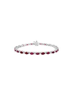 14K White Gold, Ruby & 1.01 TCW Diamond Tennis Bracelet